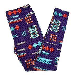 LuLaRoe Purple Turquoise Orange Southwestern Country Tribal Leggings LLR TC